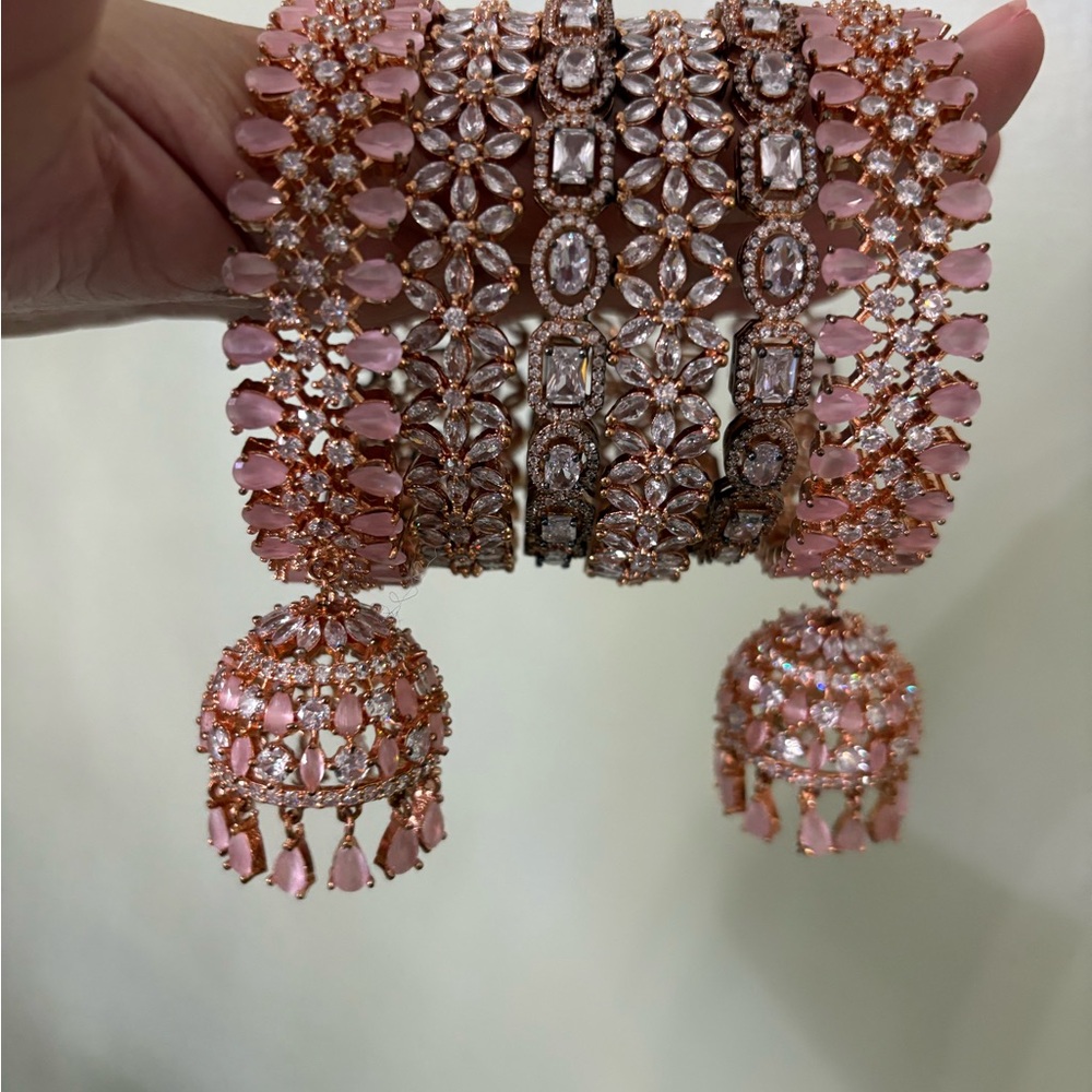 SOLD - Elegant Pink and Gold Women's Bangle Set